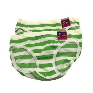 So Jenni Girl's  Green & White Striped Hipster Underwear Size 12
